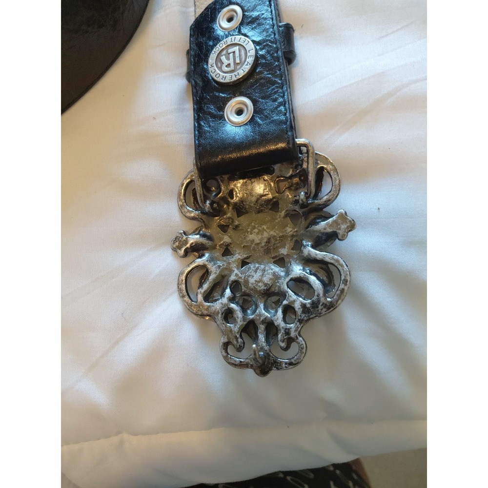 Leatherock black leather belt with jewel mandala buckle. - Picture 3 of 4